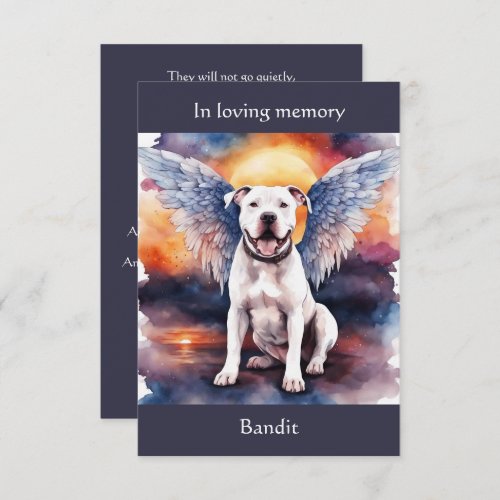 Pitbull Memorial Poem Wings Add Name Watercolor Thank You Card