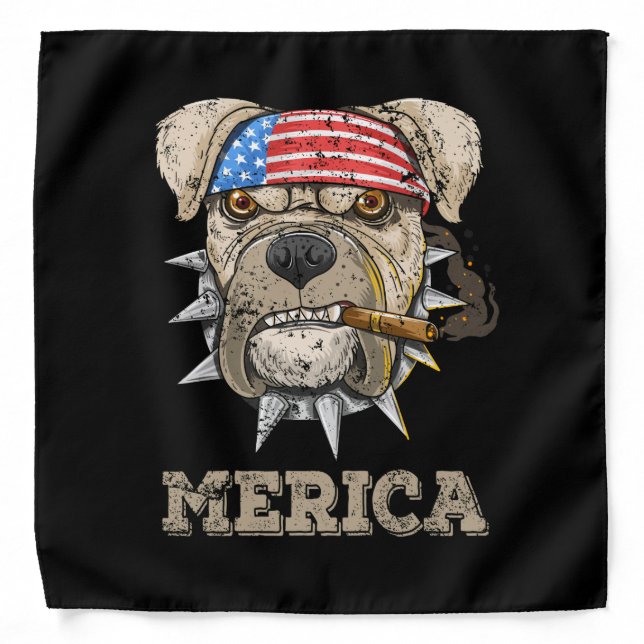 Pitbull Merica Patriotic Dog Pit Bull Patriot Gift Bandana (Front)