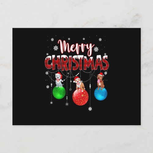 Pitbull Merry Christmas Cute Plaid Leopard Pittie  Postcard