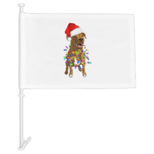 Pitbull Merry Christmas Tree Lights Funny Pajama P Car Flag