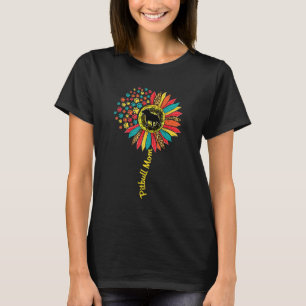 Pitbull Mom Dog Sunflower Paw Leopard Print T-Shirt