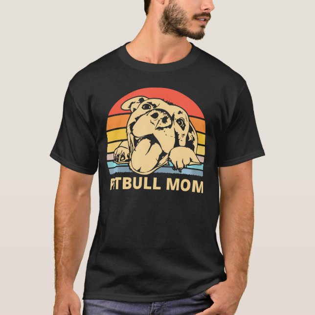 Pitbull Mom Happy Smiling Pitbull Mom On Sunset T-Shirt (Front)