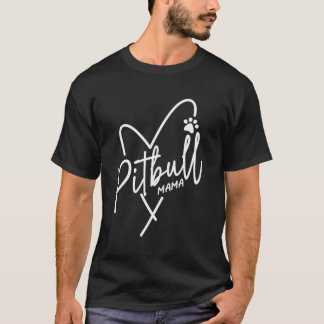 Pitbull Mom Heart Pit Bull Mama Dog Lover Womens P T-Shirt