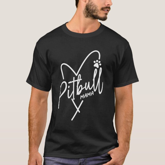 Pitbull Mom Heart Pit Bull Mama Dog Lover Womens P T-Shirt (Front)