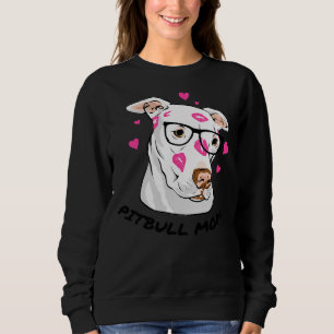 Pitbull Mom Kisses Wearing Glasses Sweatshirt