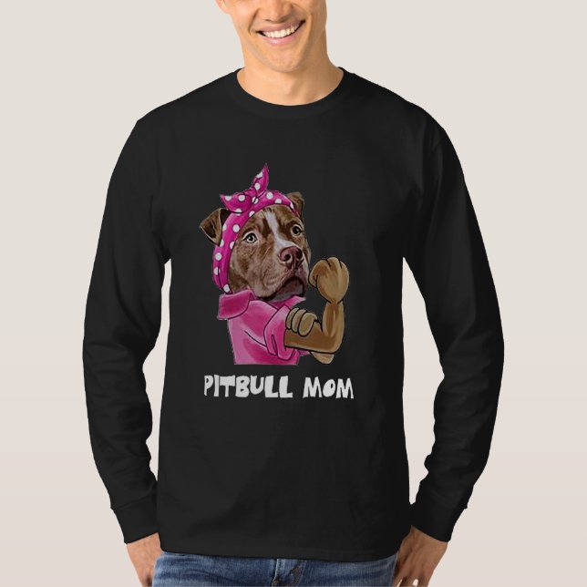 Pitbull Mom Ladies Dogs Tee (Front)