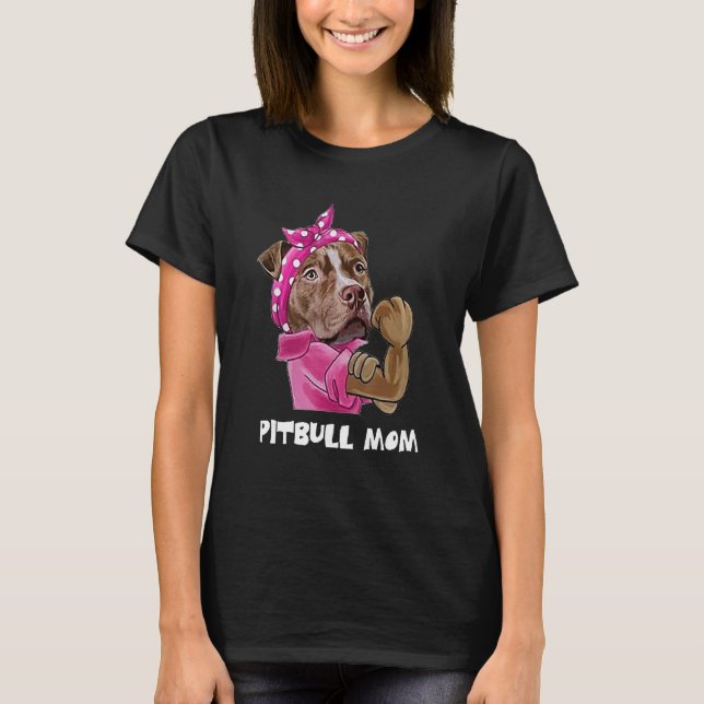 Pitbull Mom Ladies Dogs Tee (Front)
