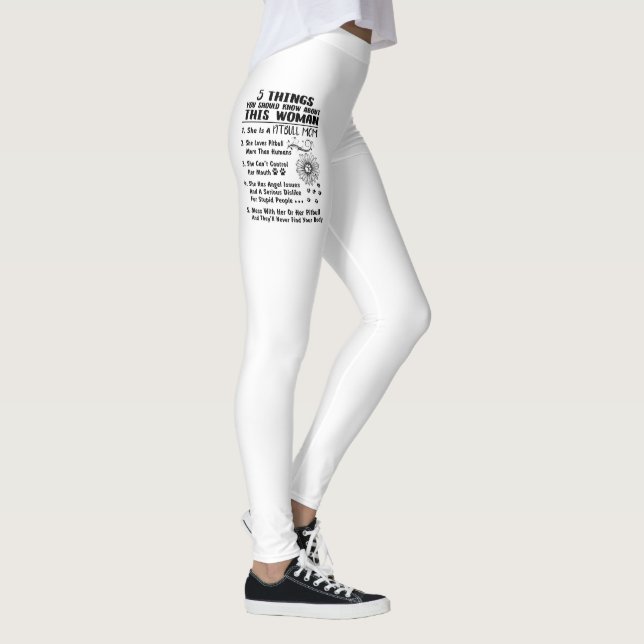 Pitbull Mom Leggings Funny Dog Mama Birthday Gifts (Right)