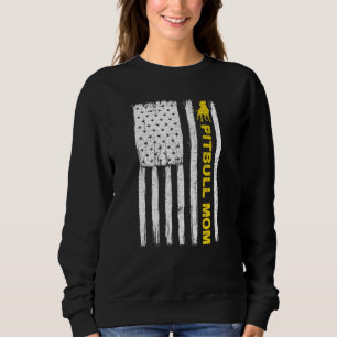 Pitbull Mom Vintage Patriotic with American Flag M Sweatshirt