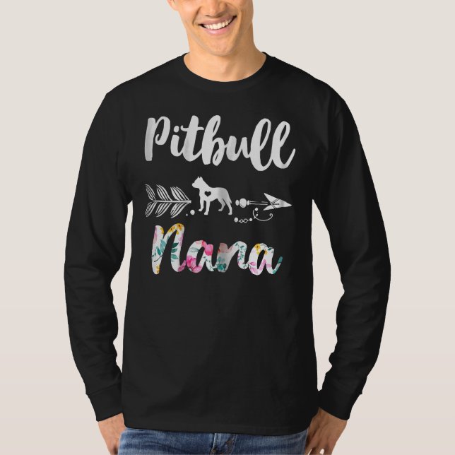 Pitbull Nana Pitbull Cute Womens Grandma Tees (Front)