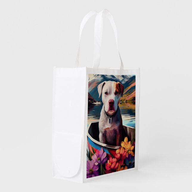 Pitbull on a Paddle: A Scenic Adventure Grocery Bag (Front Side)