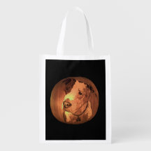 Pitbull on a Pumpkin Trick or Treat Bag