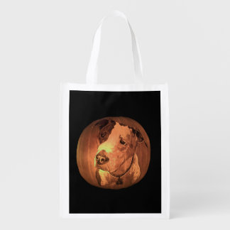 Pitbull on a Pumpkin Trick or Treat Bag