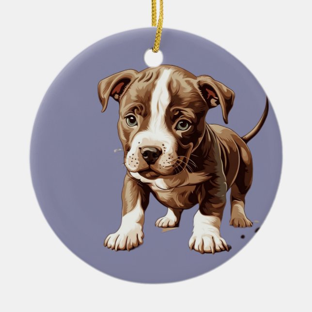 Pitbull Ornament Customizable Gift  (Front)