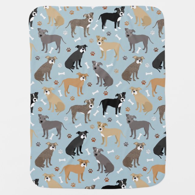 Pitbull Paws and Bones Baby Blanket (Front)