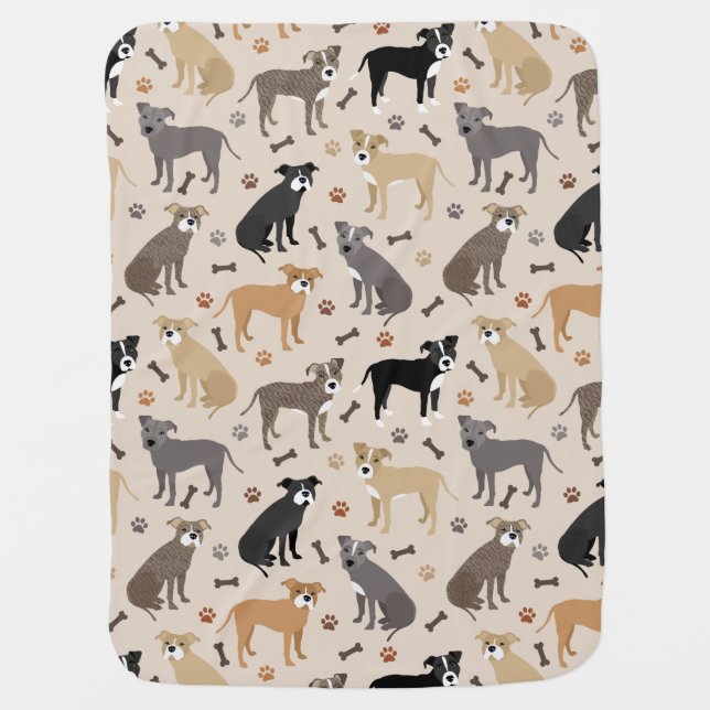 Pitbull Paws and Bones Baby Blanket (Front)