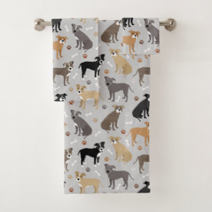 Pitbull Paws and Bones Bath Towel Set