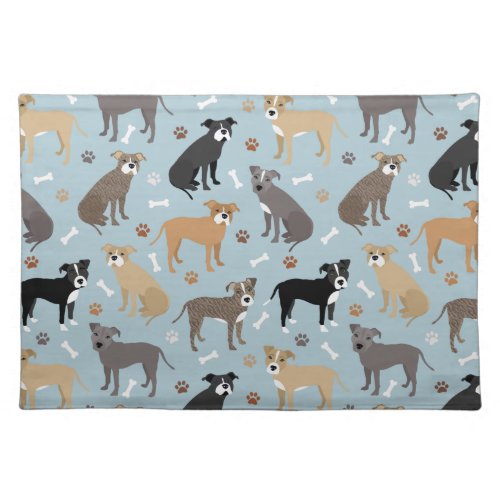 Pitbull Paws and Bones Cloth Placemat
