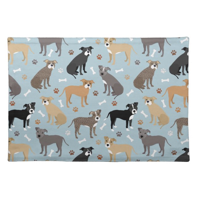 Pitbull Paws and Bones Cloth Placemat (Front)