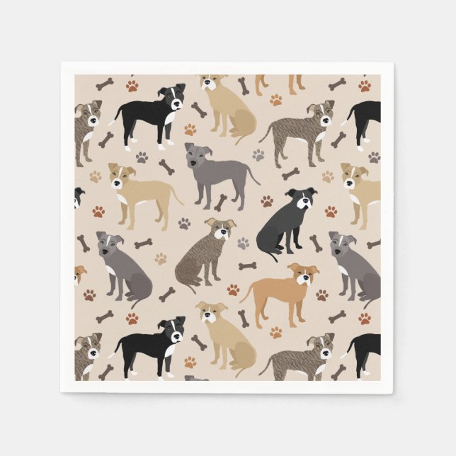 Pitbull Paws and Bones Napkins (Front)