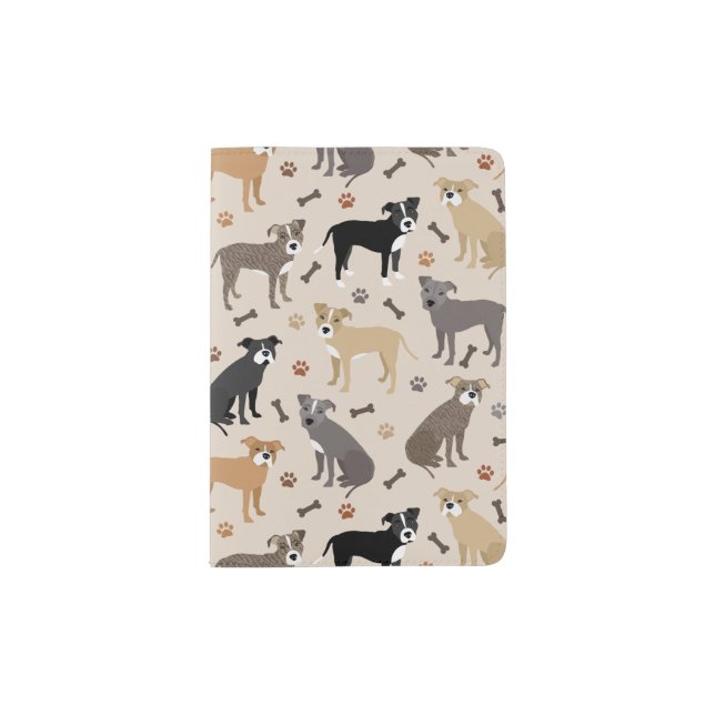 Pitbull Paws and Bones Passport Holder (Front)