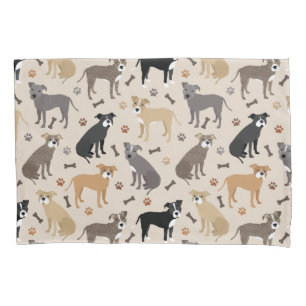 Pitbull Paws and Bones Pillow Case