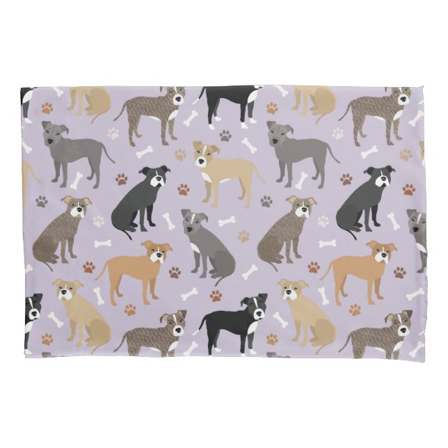 Pitbull Paws and Bones Pillow Case (Front)