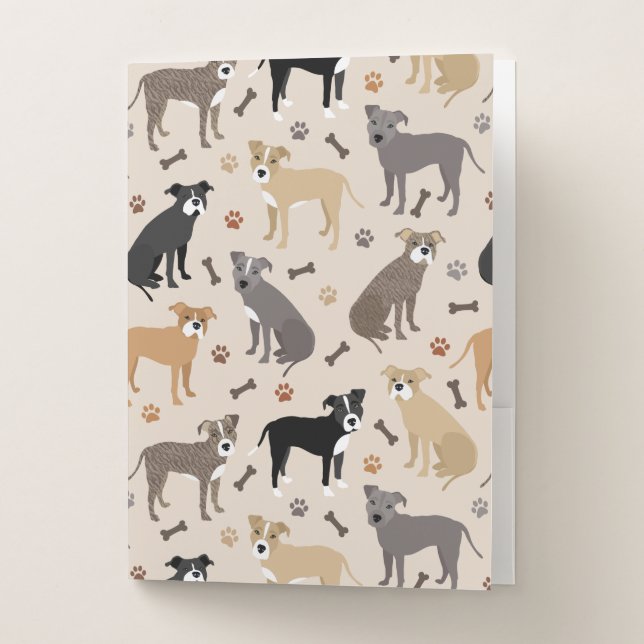Pitbull Paws and Bones Pocket Folder (Front)