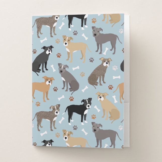 Pitbull Paws and Bones Pocket Folder (Front)