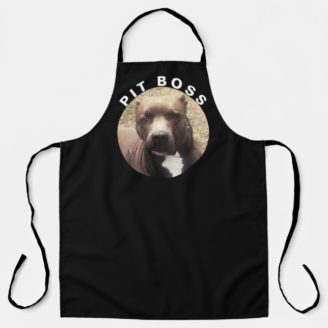 Pitbull Pet Photo Black Customized Apron (Front)