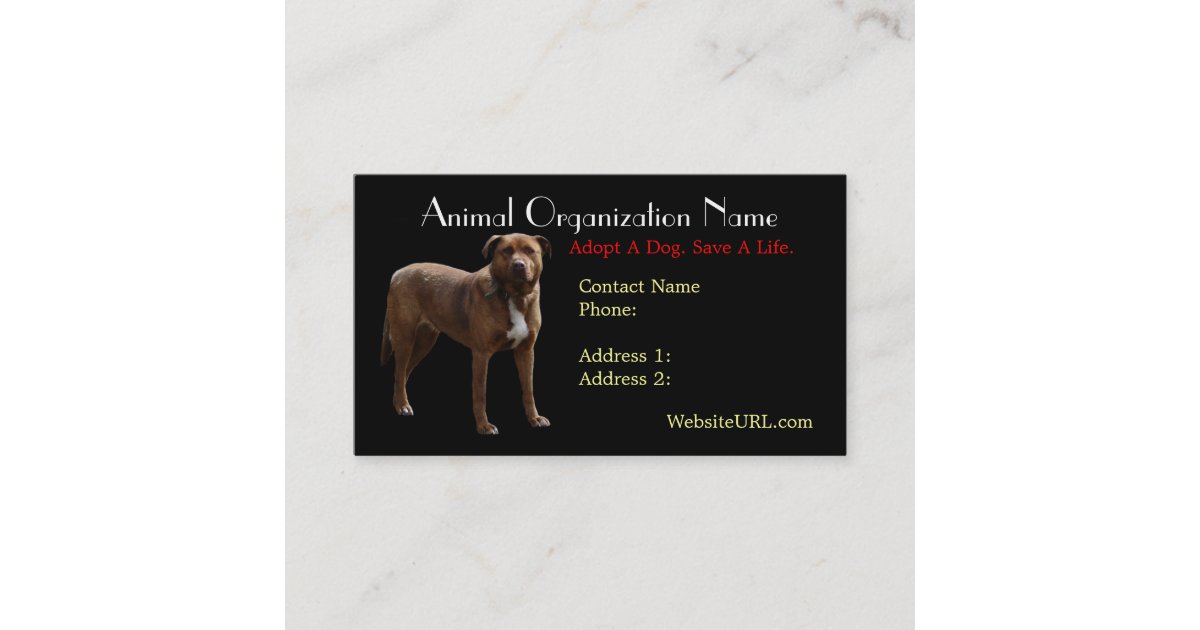 Pitbull Photo Dog Rescue Business Card Zazzle
