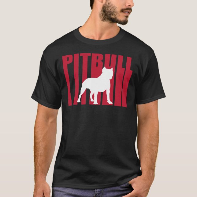 Pitbull Pit Bull Dog Red Stylized Transparent Grap T-Shirt (Front)