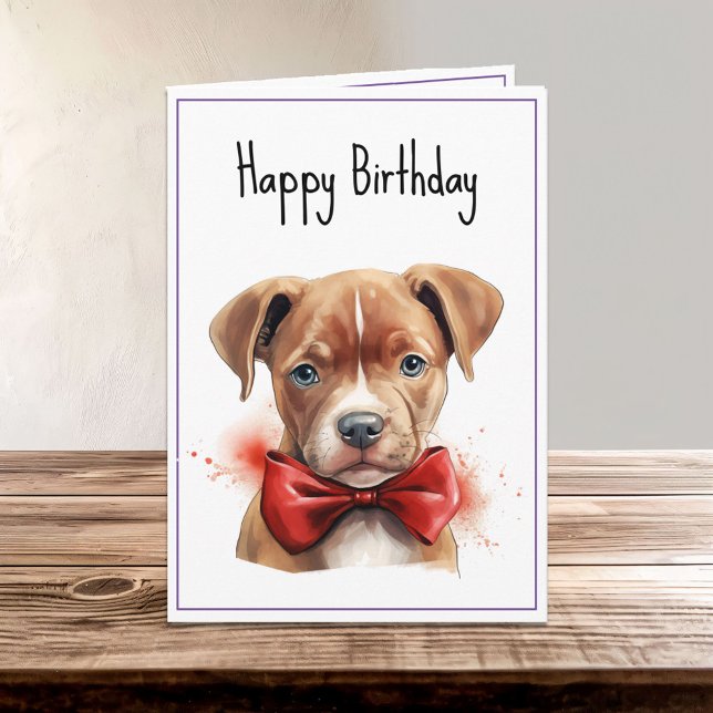Pitbull Pit Bull Puppy Dog Birthday Card (Creator Uploaded)