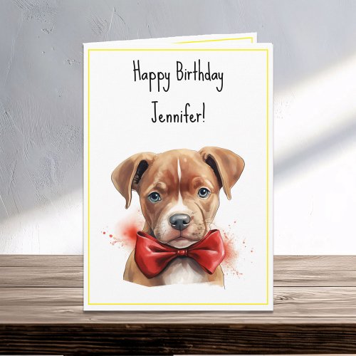 Pitbull Pit Bull Puppy Dog Birthday Name Card