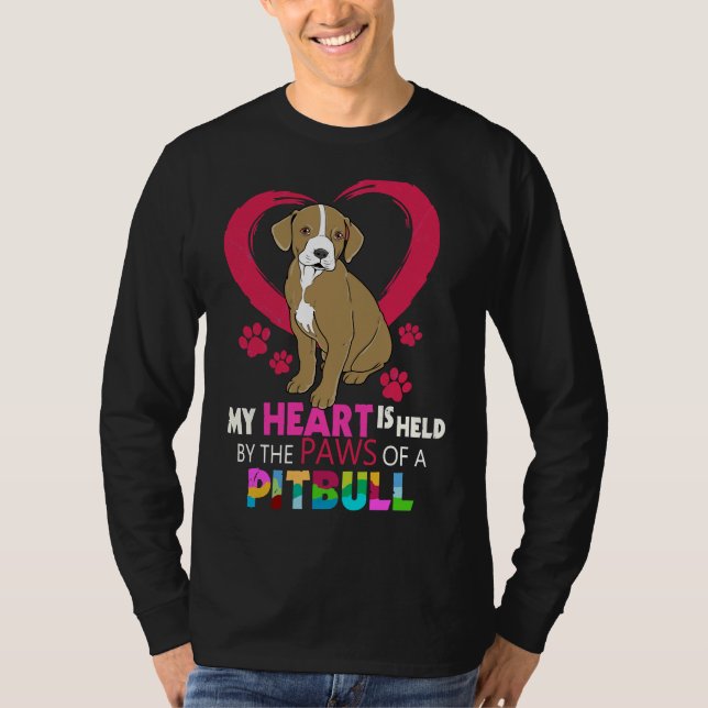 Pitbull Pit Bull Terrier Heart In The Paws Pitbull T-Shirt (Front)