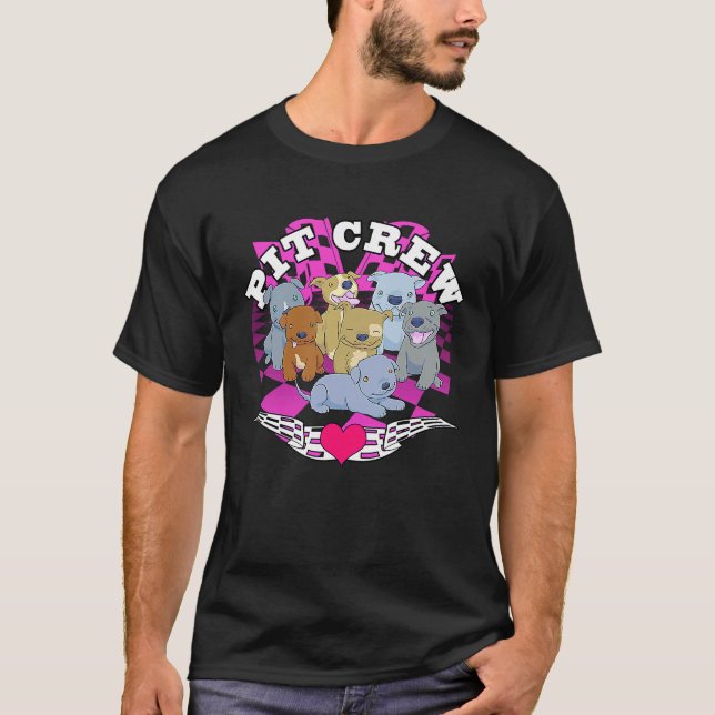 Pitbull Pit Crew Racing Style Dog T-Shirt (Front)