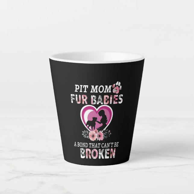 Pitbull Pit Mom And Fur Baby Classic Latte Mug (Front)