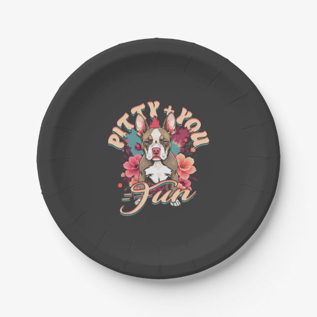 Pitbull Pitbulls Pitty + You = Fun Paper Plates (Front)