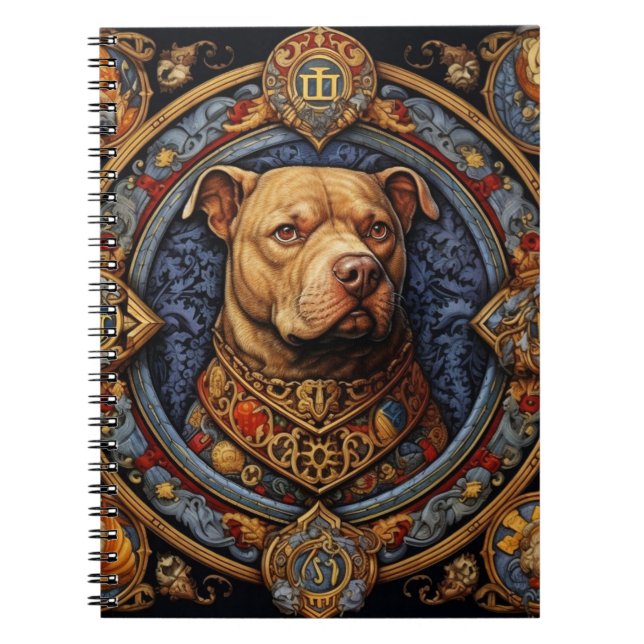 Pitbull " Pittie " Heraldic Medieval Notebook (Front)