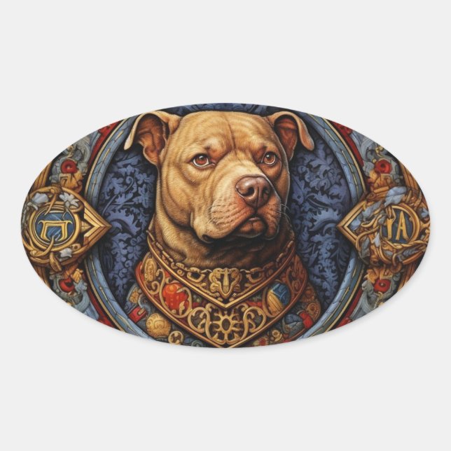 Pitbull " Pittie " Heraldic Medieval Sticker (Front)