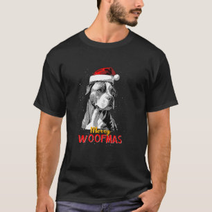 Pitbull Pittie Santa Claus Hat Merry Christmas Dog T-Shirt