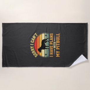 Pitbull Plans Vintage Sunset Dog Lover Beach Towel