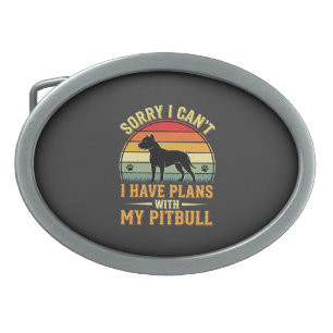 Pitbull Plans Vintage Sunset Dog Lover Belt Buckle