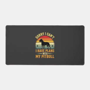 Pitbull Plans Vintage Sunset Dog Lover Desk Mat