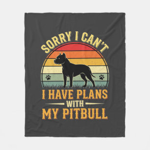 Pitbull Plans Vintage Sunset Dog Lover Fleece Blanket