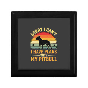 Pitbull Plans Vintage Sunset Dog Lover Gift Box