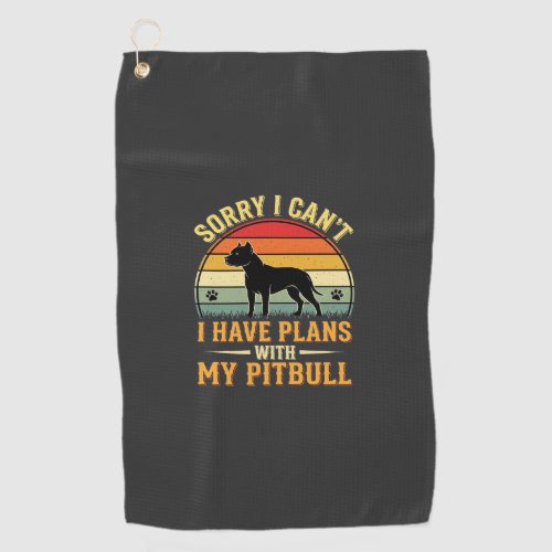 Pitbull Plans Vintage Sunset Dog Lover Golf Towel