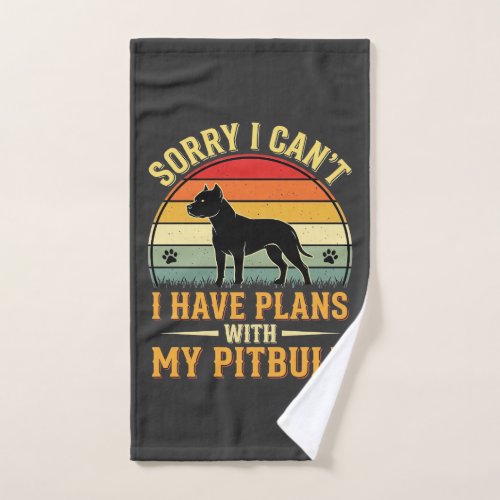 Pitbull Plans Vintage Sunset Dog Lover Hand Towel