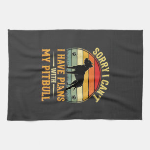 Pitbull Plans Vintage Sunset Dog Lover Kitchen Towel