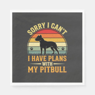 Pitbull Plans Vintage Sunset Dog Lover Napkins